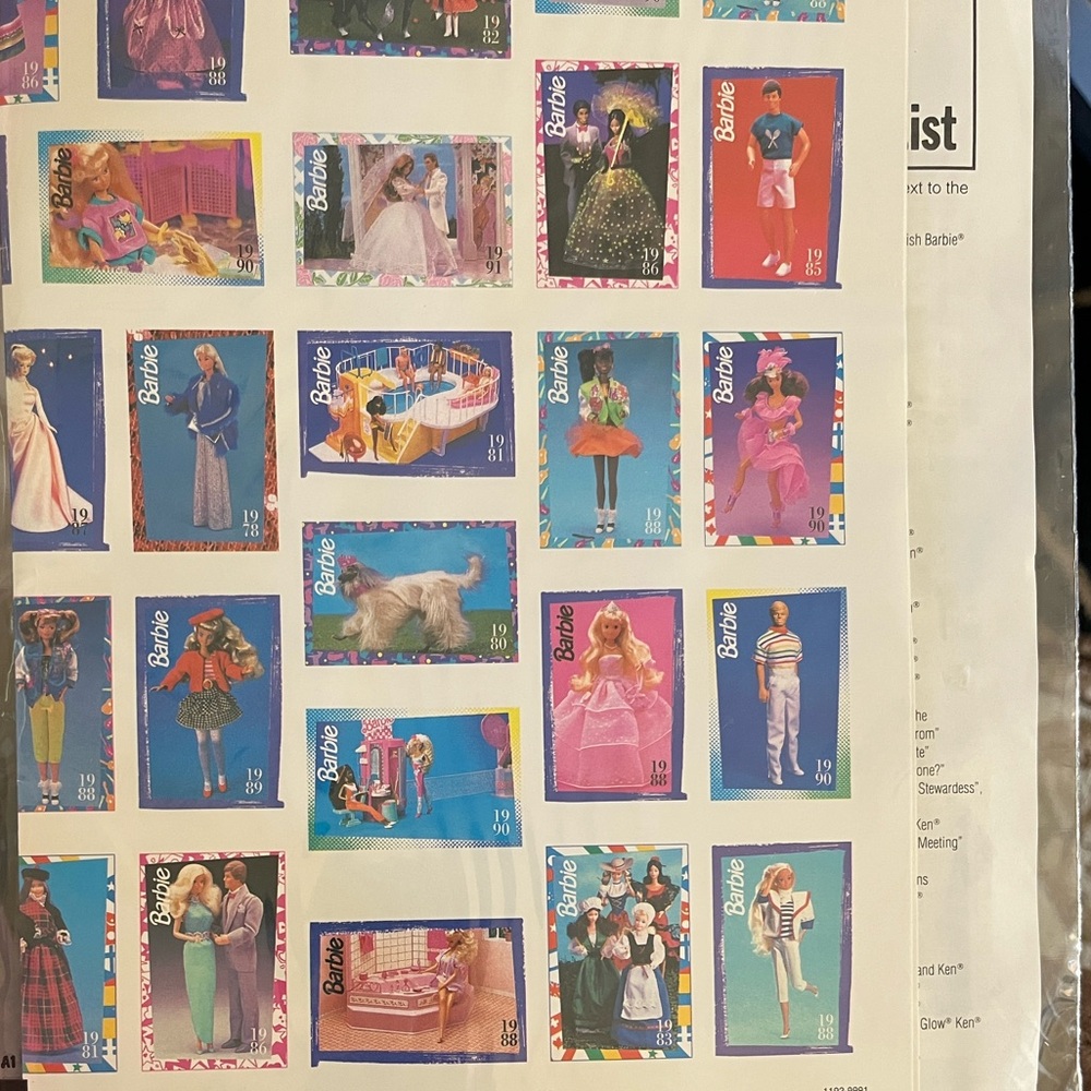 Barbie Poster of All 300 Images from 1959-1991 Barbie Trading Card Images! - Picture 5 of 6